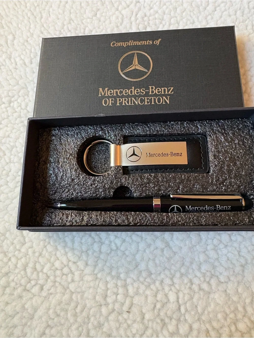 Mercedes Benz Black and Silver Keychain & Pen Gift Set
